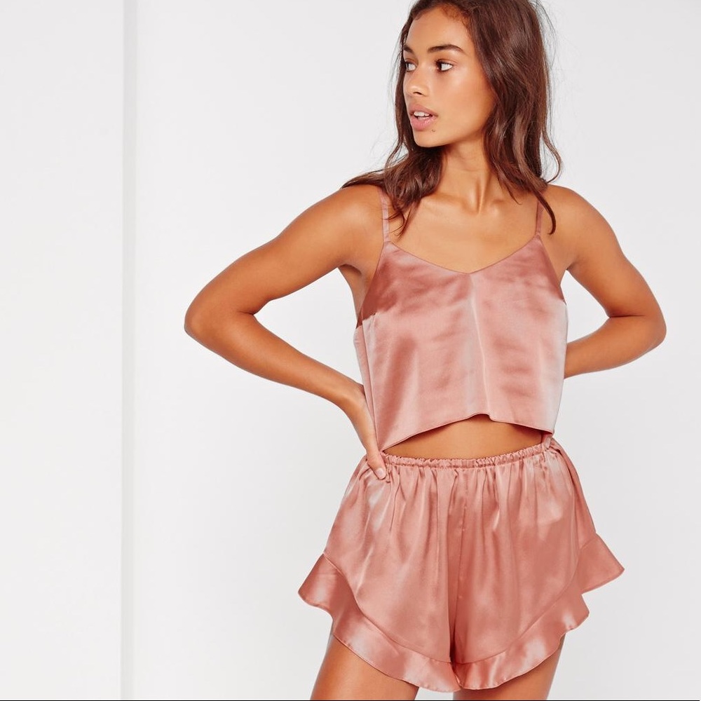 Cropped Satin Set